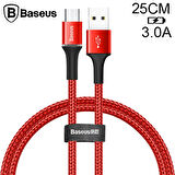 Baseus halo Mikro Usb 3A Hızlı Şarj 0.25CM Kısa Power Bank için Şarj Kablosu (Kırmızı)