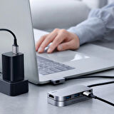 BASEUS Bending Angle No.7 Çok fonksiyonlu 6 Port Type-C Hub (Gri)