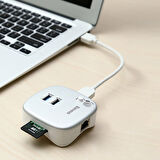 Baseus Çok Fonsiyonlu Notebook Adaptörü Hub Dual USB 3.0 RJ45 TF/SD (Gümüş)