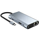 7in1 USB 3.0 + HDMI + RJ45 + Type-C HUB Adaptör Çevirici Dock Station (Füme)