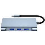 7in1 USB 3.0 + HDMI + RJ45 + Type-C HUB Adaptör Çevirici Dock Station (Füme)