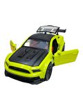 Metal Model Oyuncak Çek Bırak Haraket Eden Kapılar Açılabilen 1.36 Yeşil Spoilerlı Araba Mustang