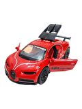Metal Model Araba Kapıları Açılır Kapanır Çek Bırak Hareket Edebilen Lüks Araç kırmızı bugatti