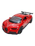 Metal Model Araba Kapıları Açılır Kapanır Çek Bırak Hareket Edebilen Lüks Araç kırmızı bugatti