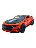 Metal Model Araba Kapıları Açılır Kapanır Çek Bırak Hareket Edebilen Lüks Araç Turuncu Camaro