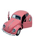 Metal Model Araba Kapıları Açılır Kapanır Çek Bırak Hareket Edebilen Klasik VW Beetle VosVos Pembe
