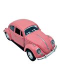 Metal Model Araba Kapıları Açılır Kapanır Çek Bırak Hareket Edebilen Klasik VW Beetle VosVos Pembe