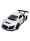 Metal Model Araba Kapıları Açılır Kapanır Çek Bırak Hareket Eden Araç Beyaz Audi R8