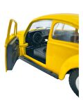 Metal Model Araba Kapıları Açılır Kapanır Çek Bırak Hareket Edebilen Klasik VosVos VW Beetle Sarı