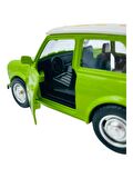 Metal Model Araba Kapıları Açılır Kapanır Çek Bırak Hareket Eden Retro Mini Cooper Çiçek Desenli