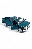 Chevrolet Silverado Model Araba 1,36 Ölçek Lisanslı Çek Bırak Araba Kapı Aç Kapa Yeşil