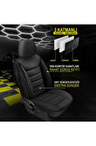 KZY UNİVERSAL SİYAH JET DERİ Seat Leon 1999-2006 Uyumlu Oto Koltuk Kılıfı