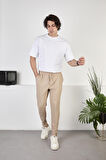 Erkek Duble Paça Jogger Pantolon,Beli Lastikli