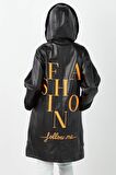 Fashion Hakiki Deri Kadın Kaban Siyah
