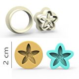 Çiçek Yıldız Kurabiye, Bisküvi, Kolye Ucu, Mühür Kalıp Seti - 2 cm