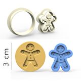 Gingerman Kurabiye, Bisküvi, Kolye Ucu, Mühür Kalıp Seti - 3 cm