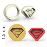 Superman Kurabiye, Bisküvi, Kolye Ucu, Mühür Kalıp Seti - 1,5 cm