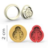 Uğur Böceği Kurabiye, Bisküvi, Kolye Ucu, Mühür Kalıp Seti - 2 cm