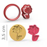 Gül - Kurabiye, Bisküvi, Kolye Ucu Kalıp Seti - 3,5 cm