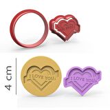 I Love You - Kurabiye, Bisküvi, Kolye Ucu Kalıp Seti - 4 cm