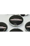 Mini John Cooper Works Logo Gümüş Siyah Jant Göbeği Kapak Seti