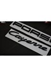 Porsche Cayenne Bagaj 3M 3D ABS Yazı Logo Siyah Amblem Seti
