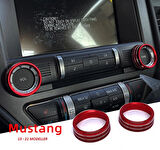 DK Tuning Mustang 15-21 Ses Açma Düğmeleri Kırmızı Dekoratif Halkaları