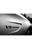V8 Biturbo Çamurluk Yanı Krom Abs Logo Amblem 2 Li Set