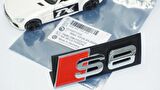 DK Tuning S8 Gümüş Kırmızı 3D Ön Panjur Logo Audi İle Uyumlu