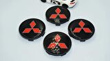 DK Tuning Mitsubishi Siyah Kırmızı Jant Göbeği Kapak Seti 68mm