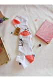 3 ÇİFT BURUN DİKİŞSİZ ÇORAP PATİK PAMUKLU KISA KONÇ DESENLİ KADIN ÇORABI 36-40 PEMBE BEYAZ