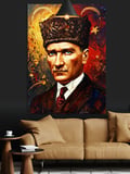 Fırça Darbeli Mustafa Kemal Atatürk Portresi Dekoratif Kanvas - Mdf Ahşap Tablo