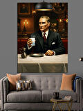 Masada Oturan Atatürk Dekoratif Kanvas - Mdf Ahşap Tablo