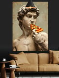 Heykel Michelangelo'Nun Davut'U Pizza Dekoratif Kanvas - Mdf Ahşap Tablo
