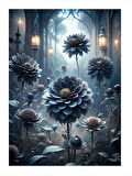 Ormandaki Tapınak Ve Siyah Çiçekler Art Mdf Poster 50cmX 70cm