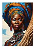 Afrikalı Kadın Modern Ahşap Tablo 35cm X50cm