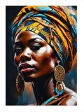 Afrikalı Kadın Model Ahşap Tablo 18cm X 27cm