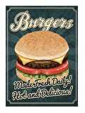 Hamburger Temalı Tasarım Mdf Tablo 18cm X 27cm