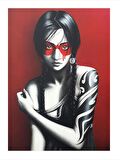 Maskeli Dövmeli Kız Tasarım Mdf Tablo 18cm X 27cm
