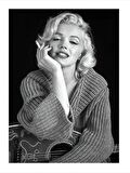 Marilyn Monroe Ve Gitar Desenli Ahşap Tablo 35cm X50cm