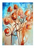 Kırmızı Çiçekler Dekoratif Mdf Tablo 35cm X50cm