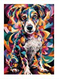 Renkli Boyalı Köpek Dekoratif Mdf Tablo 35cm X50cm