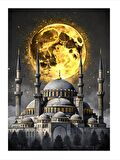 Dolunay Ve Ayasofya Dekoratif Mdf Tablo 18cm X 27cm