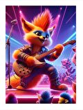 Elektro Gitar Çalan Çizgi Film Model Mdf tablo 50cmX 70cm
