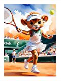 Tenis Oynayan Sevimli Aslan Art Mdf Tablo 50cmX 70cm