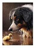 Yavru Ördek Ve Köpek Model Mdf tablo 25cmX 35cm