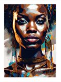 Afrikalı Kadın Desenli Mdf Tablo 18cm X 27cm