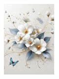 Beyaz Çiçekler Dekoratif Mdf Tablo 25cmX 35cm