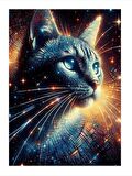 Uzay Ve Kedi Modern Mdf Tablo 18cm X 27cm