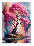 Pembe Ağaç Modern Mdf Tablo 50cmX 70cm